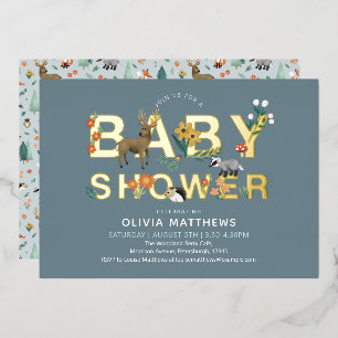 Boys Cute and Modern Woodland Animals Baby Shower