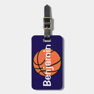 Boys Cute Blue Basketball Sports Kids Luggage Tag