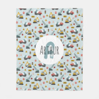 Boys Cute Blue Builder Construction Pattern