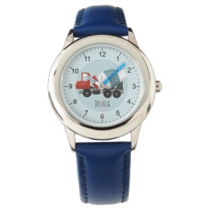 Boys Cute Blue Construction Concrete Mixer Kids Watch