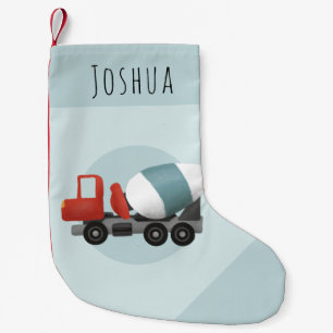 Boys Cute Blue Construction Transport Kids Small Christmas Stocking