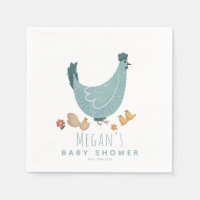 Boys Cute Blue Farm Chicken Baby Shower