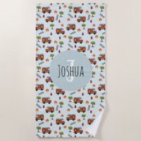 Boys Cute Blue Fireman Truck Pattern Kids