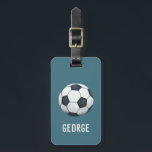 Boys Cute Blue Football Sports Kids Luggage Tag<br><div class="desc">This cute and modern kids luggage tag features a sports design, with a soccer ball, tennis racket and ball, and basketball. The tag can be personalised with your boys name and contact details. The perfect blue sporty gift for your baby, toddler or child's first trip. Check out our collection for...</div>