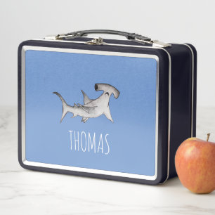 Boys Cute Blue Ocean Baby Hammerhead Shark  Metal Lunch Box