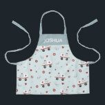 Boys Cute Blue Paramedic Ambulance Pattern Kids Apron<br><div class="desc">This cute and modern kids apron design features an emergency paramedic ambulance pattern,  with an ambulance,  stethoscope,  heart,  and syringe,  on a blue background,  and can be personalised with your boy's name. Perfect for a young chef,  gardener,  or doctor to be!</div>