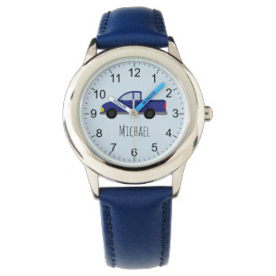 Boys Cute Blue Pickup Truck Car with Name Kids Watch