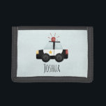 Boys Cute Blue Police Officer Car and Name Trifold Wallet<br><div class="desc">This cute and modern kids police wallet features an emergency police officer car with a siren,  and a place for you to add your child's name. Perfect for any child dreaming of being a police officer!</div>