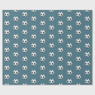 Boys Cute Blue Sports Soccer Kids Wrapping Paper
