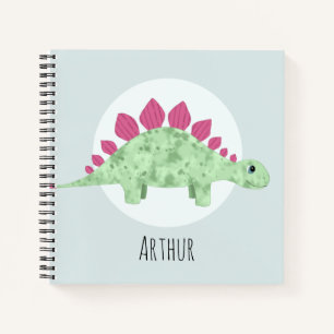 Boys Cute Blue Stegosaurus Dinosaur Kids Notebook