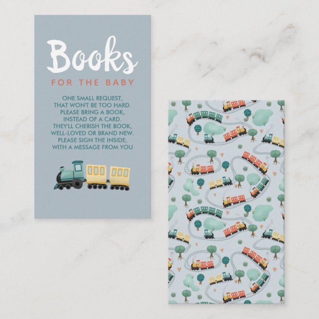 Boys Cute Blue Train Travel Books For Baby Enclosure Card (Front/Back)