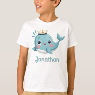 Boys Cute Blue Whale Kids Custom T-Shirt