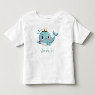 Boys Cute Blue Whale School Kids Custom Toddler T-Shirt