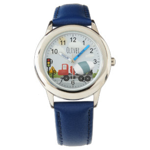 Boys Cute Cement Mixer on Road Kids Watch