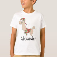 Boys Cute Christmas Llama and Name