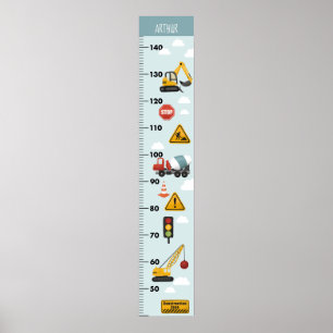 Boys Cute Construction Transport Growth Chart