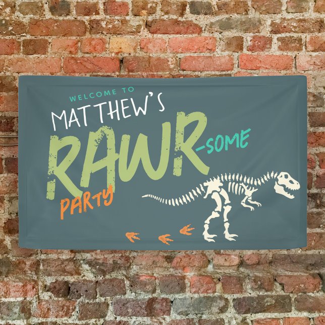 Boys Cute Dinosaur Dig Kids Birthday Welcome Sign (Creator Uploaded)