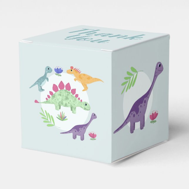 Boys Cute Dinosaur T-Rex Baby Shower Favour Box (Front Side)