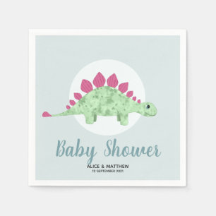 Boys Cute Elegant Blue Dinosaur Baby Shower Napkin