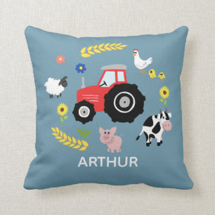 Boys Cute Farm Animal Tractor Name Kids Nursery Cushion