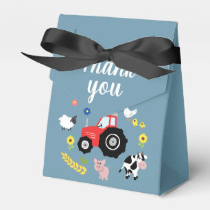 Boys Cute Farm Animals Tractor Baby Shower Favour Box