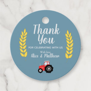 Boys Cute Farm Animals Tractor Baby Shower Favour Tags