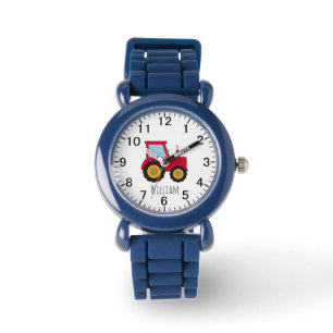 Boy's Cute Farm Tractor Kids with Name Kids Watch