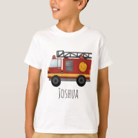 Boys Cute Fireman Fire Engine Truck and Name