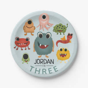 Boys Cute Fun Monster Kids Birthday Party Paper Plate