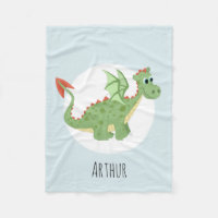 Boys Cute Green Dragon Cartoon with Name Kids