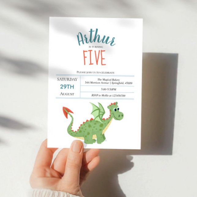 Boys Cute Green Dragon Toddler Birthday Invitation (Creator Uploaded)