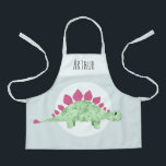 Boys Cute Green Stegosaurus Dinosaur Kids Apron<br><div class="desc">This cute and trendy kids apron design features a green stegosaurus dinosaur cartoon,  with space to add your boys name. The perfect dinosaur-themed gift for any dino lover!</div>