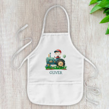 Boys' Cute Green Tractor Personalised