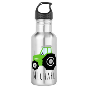 Boys Cute Green Transport Tractor Kids School 532 Ml Water Bottle