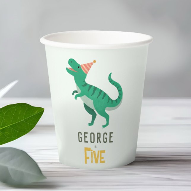 Boys Cute Jungle Dinosaur T-Rex Kids Birthday Paper Cups (Creator Uploaded)