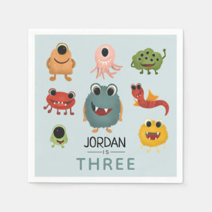 Boys Cute Monster Kids Birthday Party Napkin