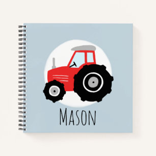 Boy's Cute Red Farm Tractor Kids School Notebook