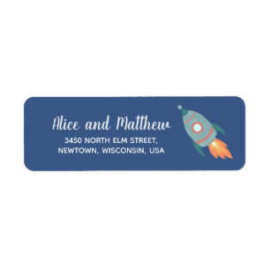 Boys Cute Rocket Space Baby Shower Return Address