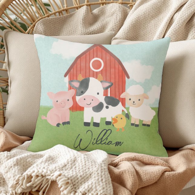 Boys Cute Rustic Farm Animals Kids Cushion (Creator Uploaded)