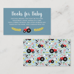 Boys Cute Rustic Farm Books For Baby Enclosure Card