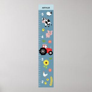 Boys Cute & Rustic Farm Tractor Growth Chart