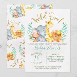 Boy's Cute Safari Animals Baby Shower Invitation
