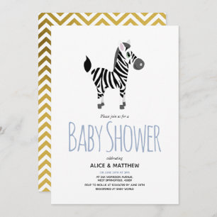 Boys Cute Safari Jungle Zebra Baby Shower Invitation
