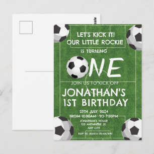 Boys Cute Soccer Sports Kids 1st Birthday Postcard
