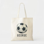 Boys Cute Soccer Sports Kids School Tote Bag<br><div class="desc">This cute and modern blue kids tote bag features a soccer ball (football). The tote can be personalised with your boys name,  the perfect gift for any sports lover!</div>