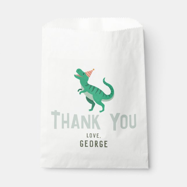 Boys Cute T-Rex Dinosaur Kids Birthday Favour Bags (Front)