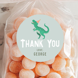 Boys Cute T-Rex Dinosaur Kids Birthday Favour Classic Round Sticker