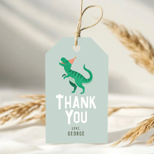 Boys Cute T-Rex Jungle Dinosaur Birthday Favor Gift Tags