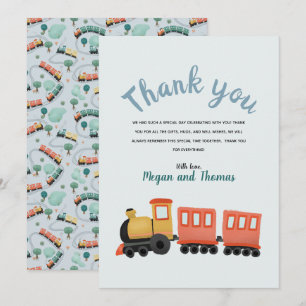 Boys Cute Train Travel Thank You