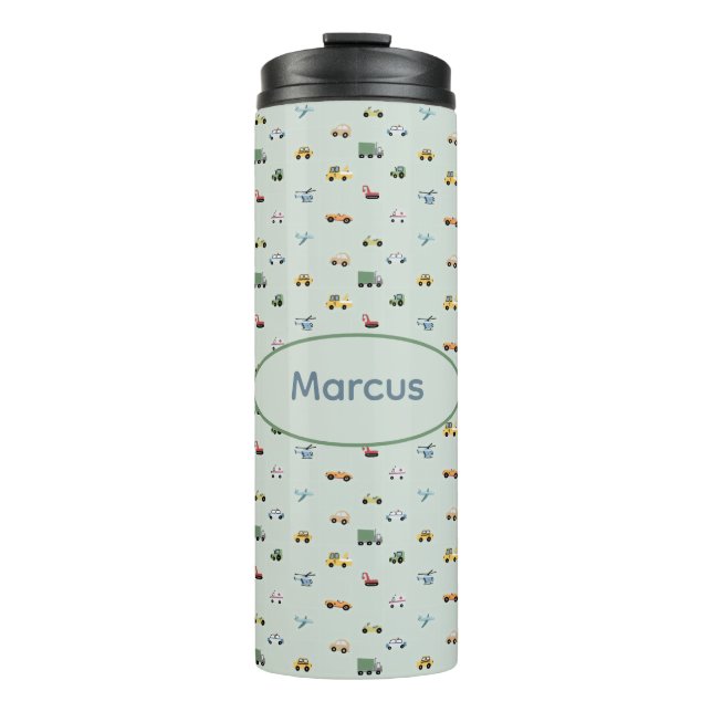 Boys Cute Transport Car Pattern monogram Kids Thermal Tumbler (Front)